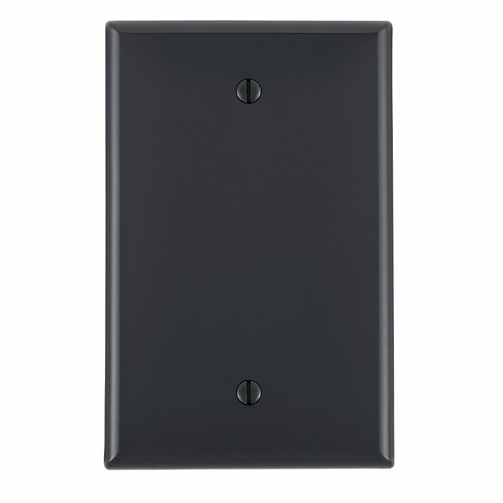 PJ13-E Midway Size Blank Wall Plate, 1 Gangs, 3-1/8 in W x 4-7/8 in H, Thermoplastic Nylon, Black