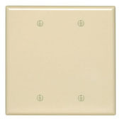 PJ23-I Midway Size Blank Wall Plate, 2 Gangs, 4.937 in W x 4.93 in H, Thermoplastic Nylon, Ivory