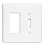PJ126-W Midway Size Combination Wall Plate, 2 Gangs, 3-1/8 in W x 4-7/8 in H, Thermoplastic, White