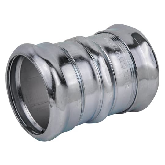 TK117A Steel City Compression Coupling, 2-1/2 in, For Use With EMT Conduit, Steel, Zinc Plated
