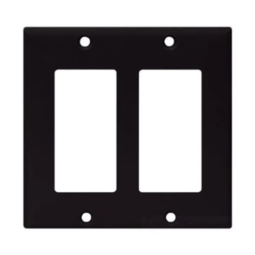 Eaton Decorator / GFCI wallplate, Black, Decorator Cutout, Thermoset, Two- gang, Standard, ED Box