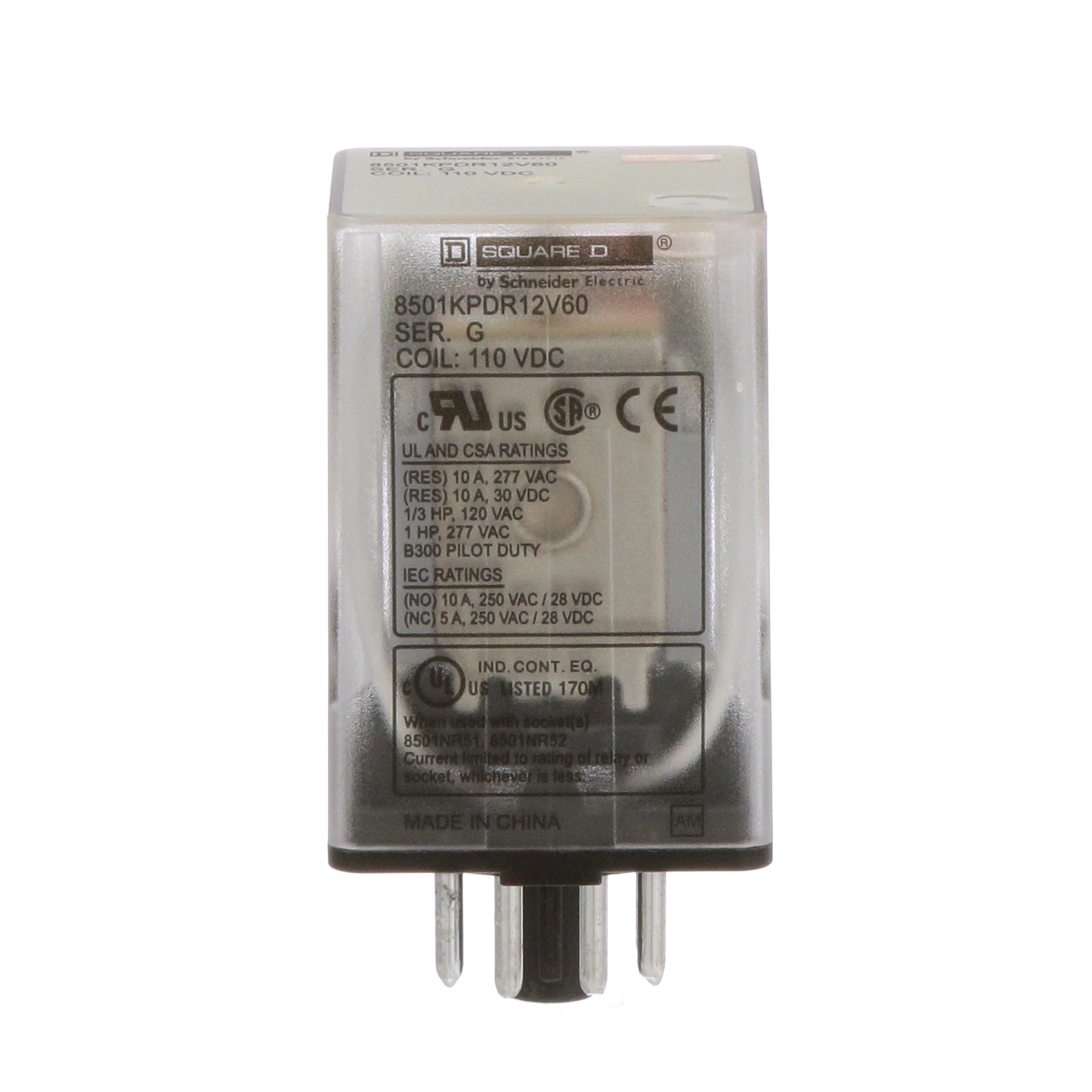 8501KPDR12V60 8501K Series Relay, 10 A, 8 pin, 2 Form C DPDT contact, 24 V DC v coil